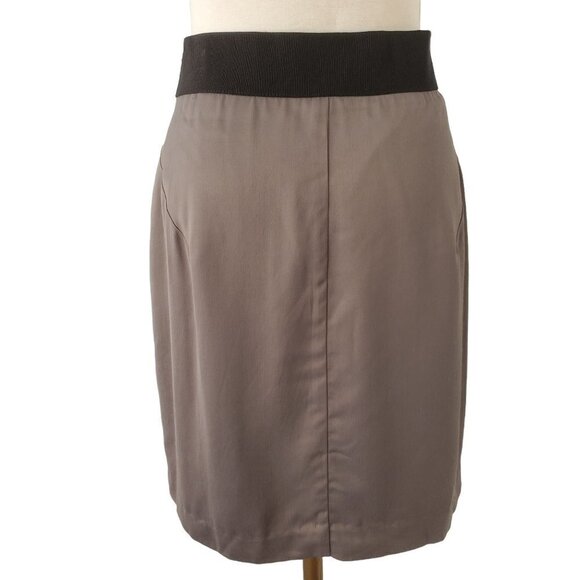 Milly NY Pencil Skirt Asymmetrical Zip Front Gray Black Viscose Womens Size 10 - Picture 3 of 8